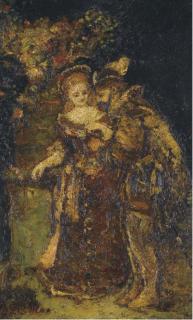 Adolphe Joseph Thomas Monticelli - Couple dans un paysage