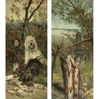 Adolphe Joseph Thomas Monticelli - French La Chasse, La Pêche: A Pair Of Paintings