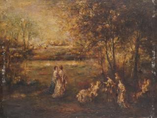 Adolphe Joseph Thomas Monticelli - Lettura in giardino