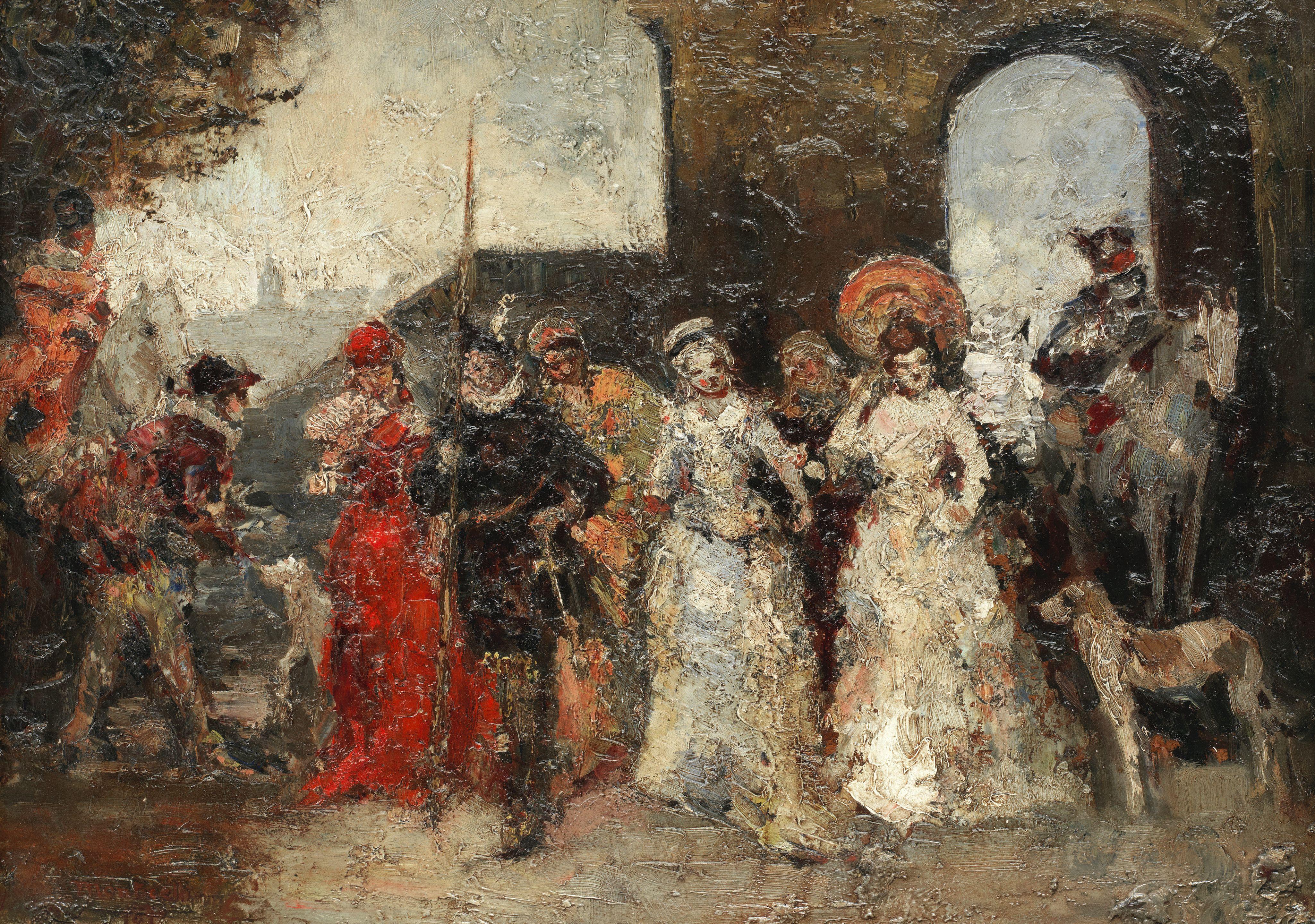 Adolphe Joseph Thomas Monticelli - Spaziergang Vor Dem Tor