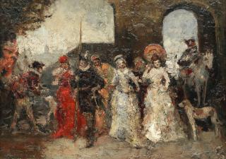 Adolphe Joseph Thomas Monticelli - Spaziergang Vor Dem Tor