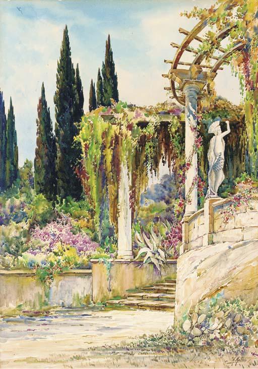 Adolphe Mathis - Le jardin au bord de la Méditteranée