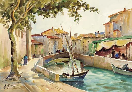 Adolphe Mathis - Un canal à Martigues; Un rue à Martigues; Un coin de port