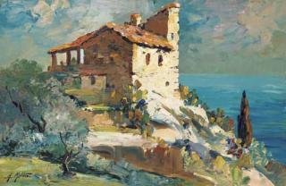 Adolphe Mathis - Une maison aux jardins exotiques; and Une maison à l\'eau