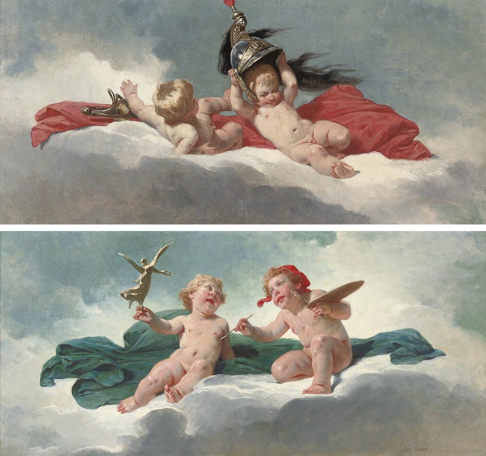 Adolphe Yvon - An allegory of the Arts; and An allegory of War