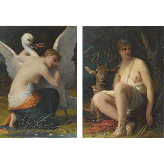 Adolphe Yvon - French Leda And The Swan, Diana With A Stag: Two Works