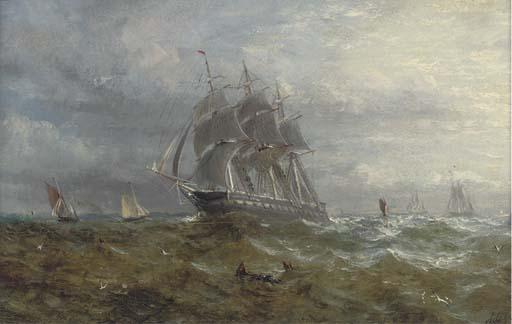 Adolphus Knell - Running down Channel at dusk