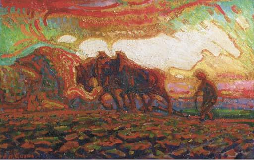 Adriaan Herman Gouwe - A plough team