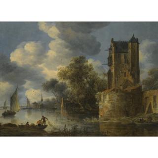 Adriaan Van Der Cabel - River Landscape With A Bastion
