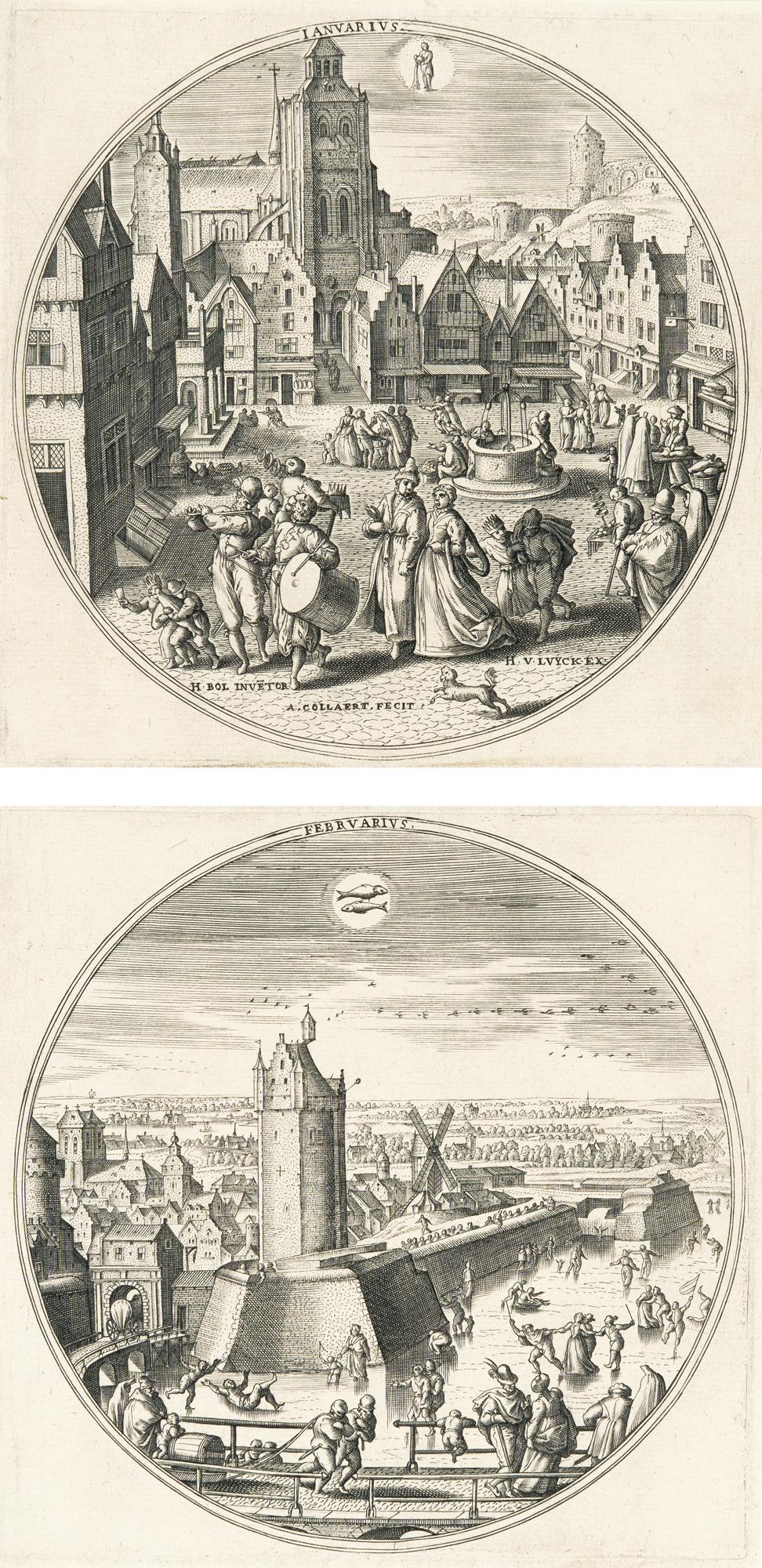 Adriaen Collaert - 12 Bll.: Die zwölf Monate (im Rund)