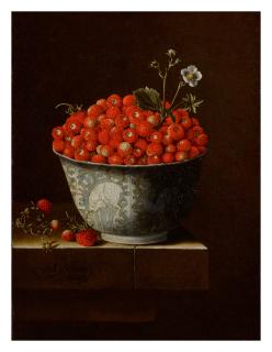 Adriaen Coorte - Still life of fraises-de-bois in a Wan-Li bowl upon a stone ledge