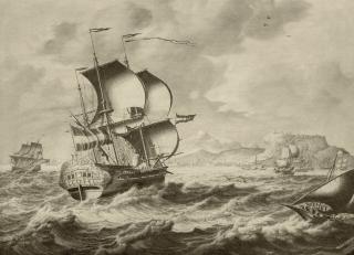 Adriaen Cornelisz. van Salm - The Dutch ship, D. Victoria, at sea in a strong breeze
