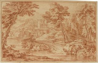 Adriaen-Frans Boudewijns the Younger - Wooded Italian landscapes with monasteries