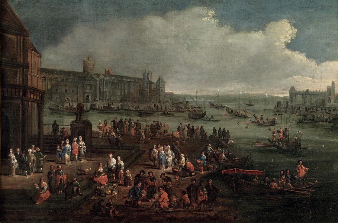 Adriaen Fransz. Boudewijns - An Italianate harbour with numerous figures