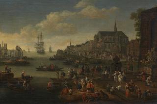 Adriaen Fransz. Boudewijns - Belebte Hafenszene