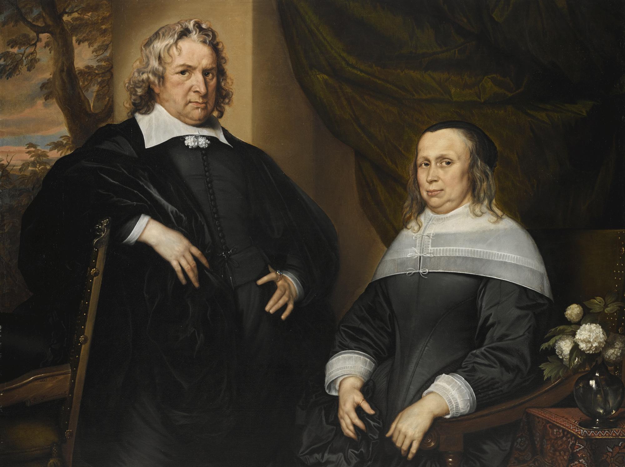 Adriaen Hanneman - Double Portrait Of A Man And A Woman, Called Van Bueren