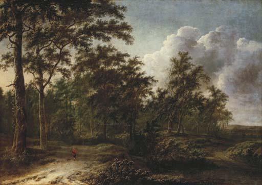 Adriaen Hendricksz. Verboom - A Wooded Landscape With Huntsmen On A Path
