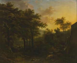 Adriaen Hendricksz. Verboom - Wooded Landscape With Animals Near A Mill