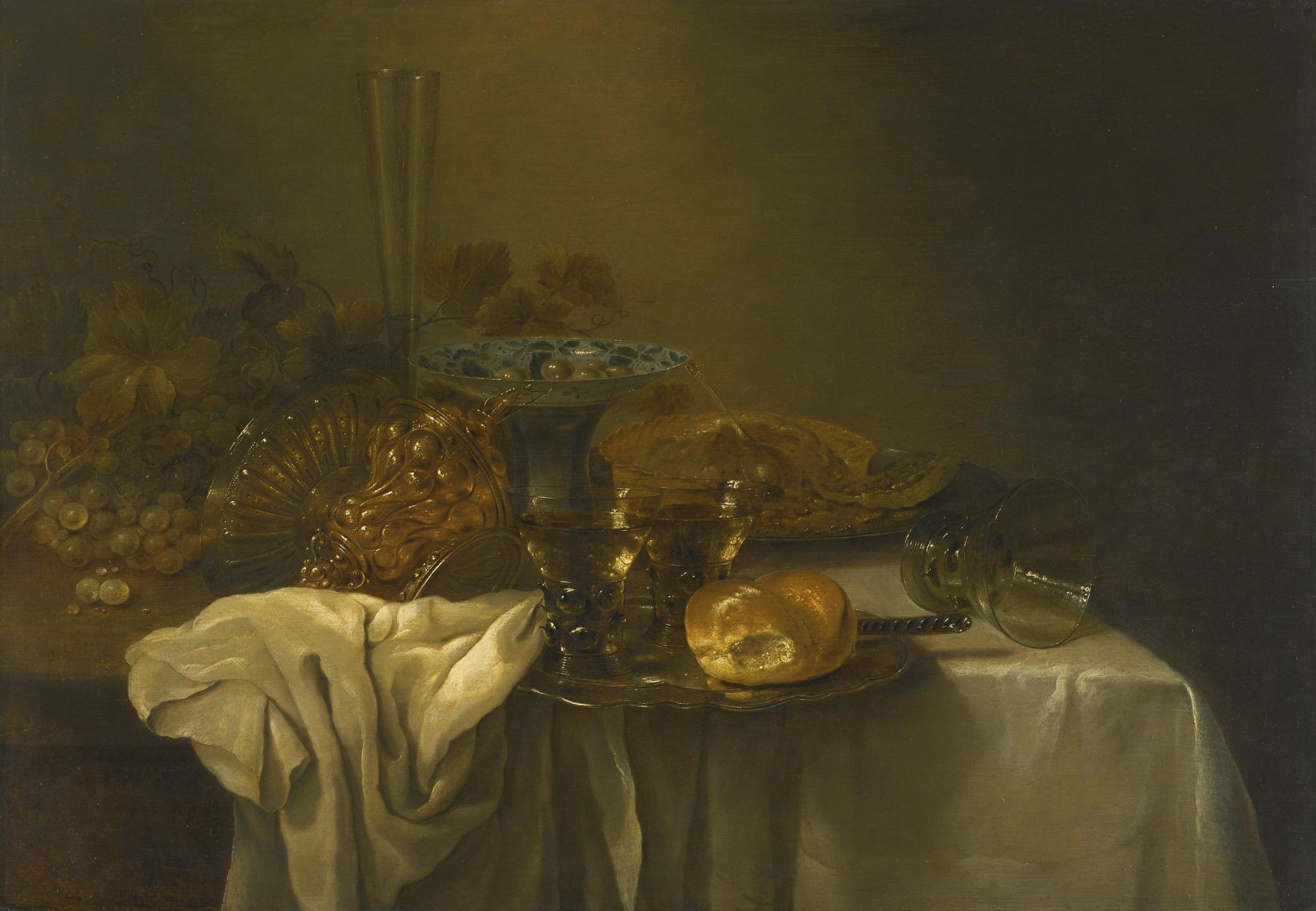Adriaen Jansz. Kraen - Still Life With An Overturned Silver Tazza