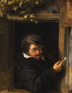 Adriaen Jansz. Van Ostade - A Peasant In A Window Smoking A Pipe