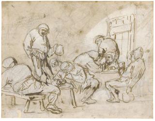 Adriaen Jansz. van Ostade - Eight Peasants In An Inn