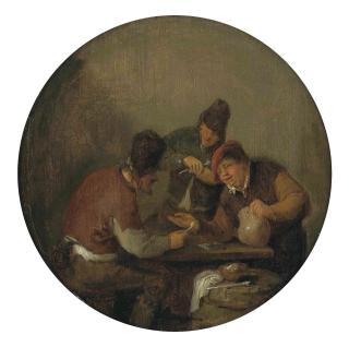 Adriaen Jansz. van Ostade - Peasants drinking and merrymaking in an interior