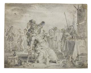 Adriaen Pietersz. Van De Venne - A Quack Dentist Removing A Tooth From A Seated Woman