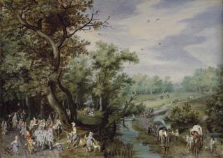 Adriaen Pietersz. van de Venne - Autumn: Prince Maurits going out hawking