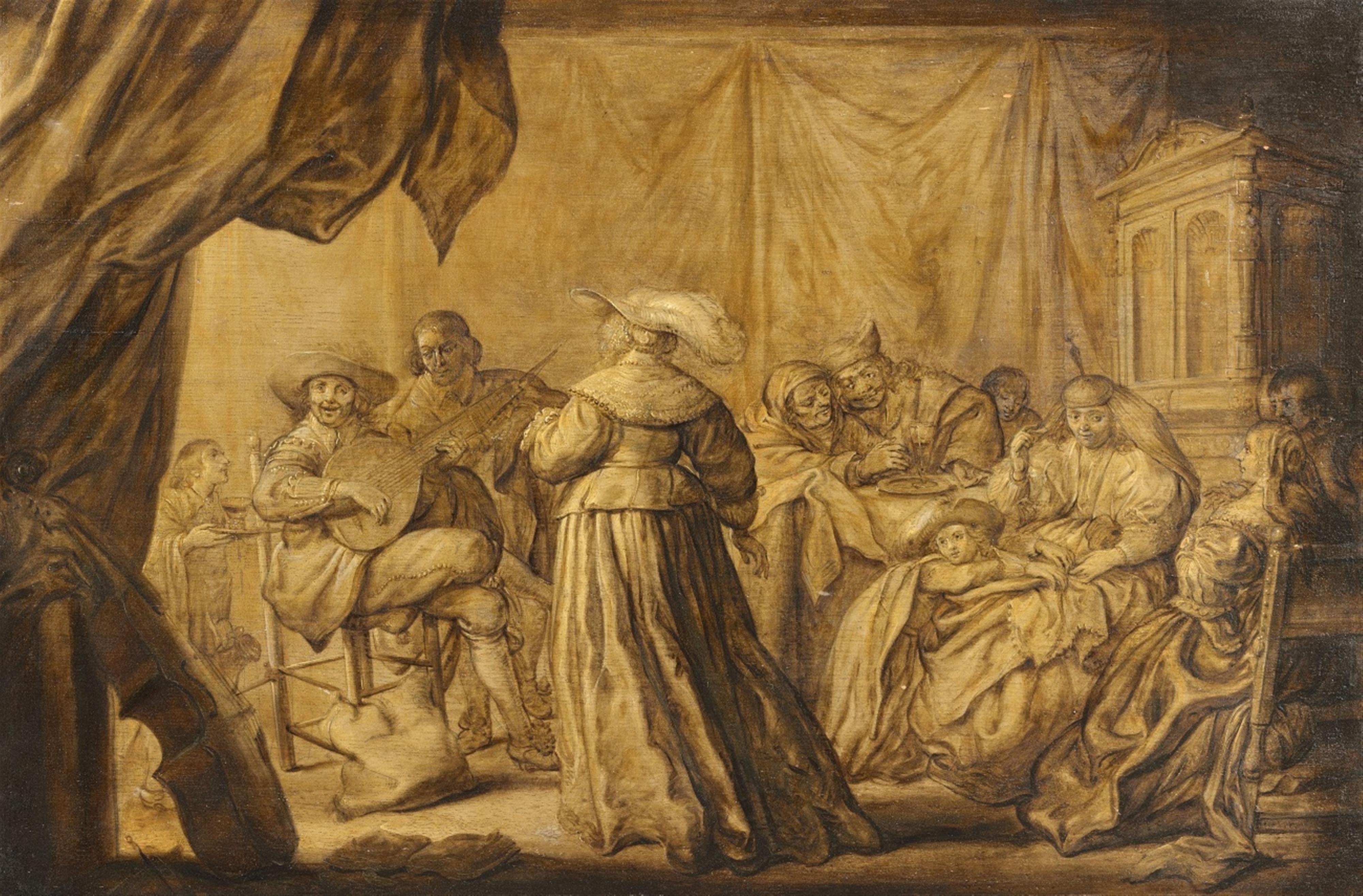 Adriaen Pietersz van de Venne - Interieur mit musizierender Gesellschaft