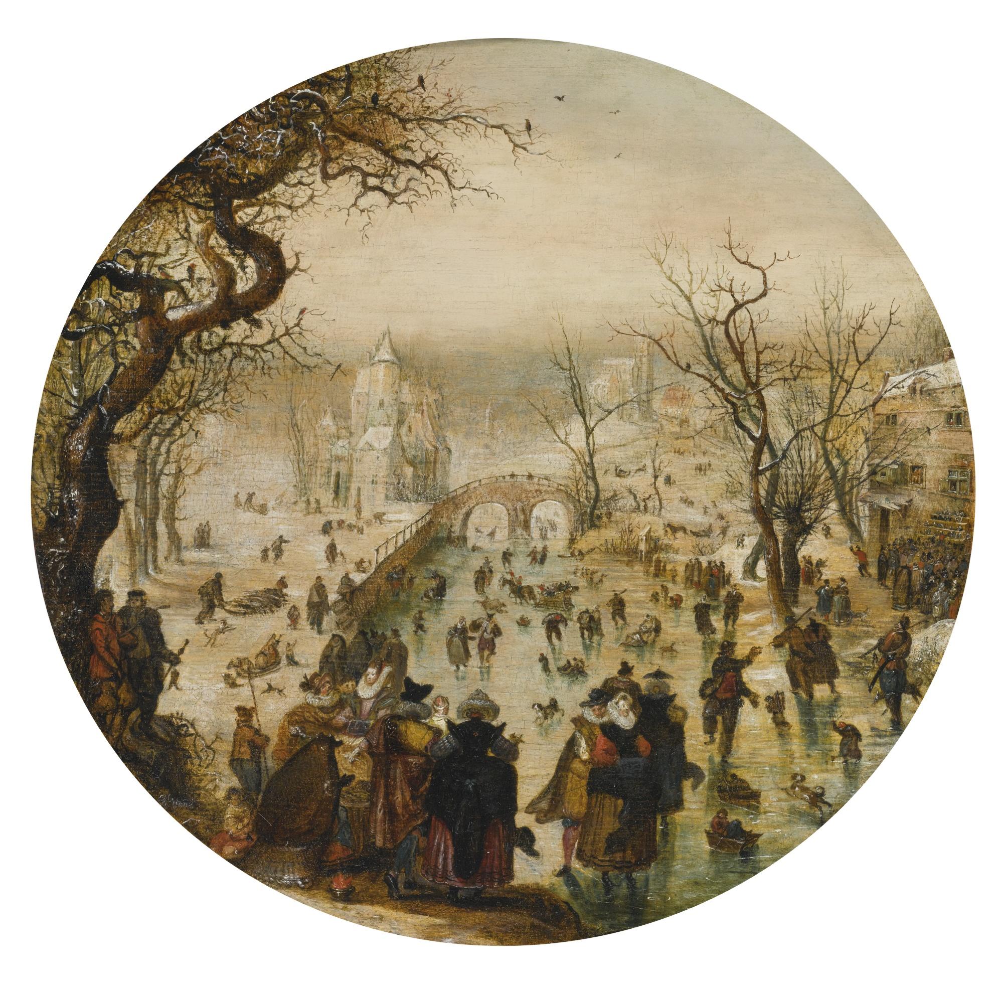 Adriaen Pietersz. Van De Venne - Winter Landscape With Elegant Figures