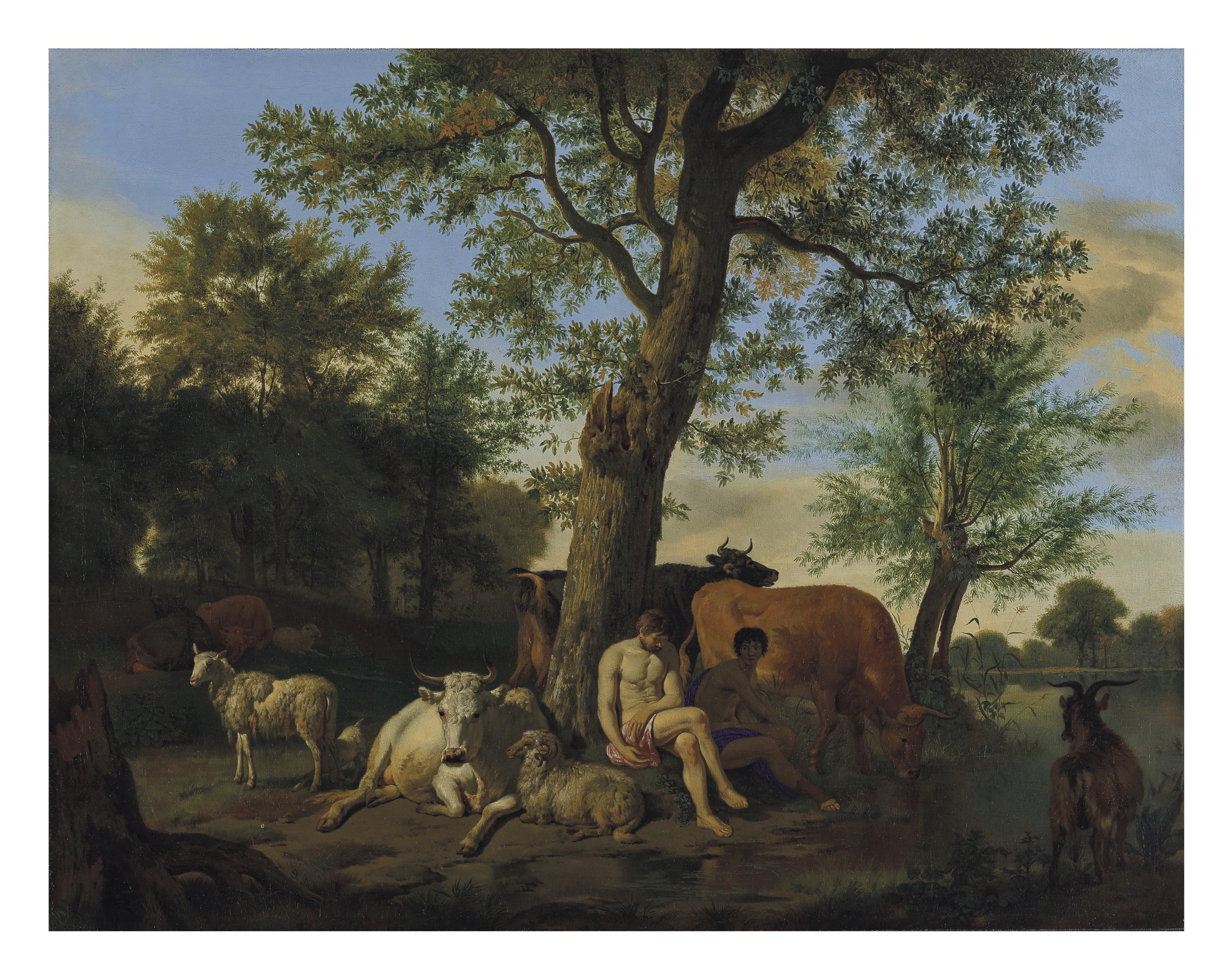 Adriaen Van De Velde - A landscape with Mercury, Argus and Io