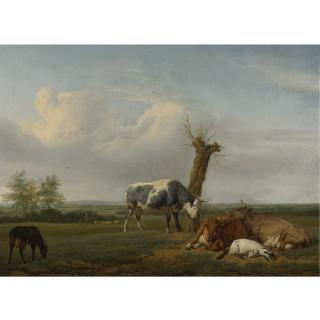 Adriaen Van De Velde - Cattle And Goats By A Pollarded Tree In A Meadow, Shepherd Boys Approaching Beyond