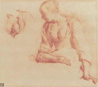 Adriaen Van De Velde - Studies of a seated peasant woman with an open bodice