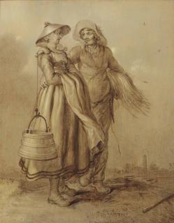 Adriaen Van De Venne - A Peasant Couple In A Landscape