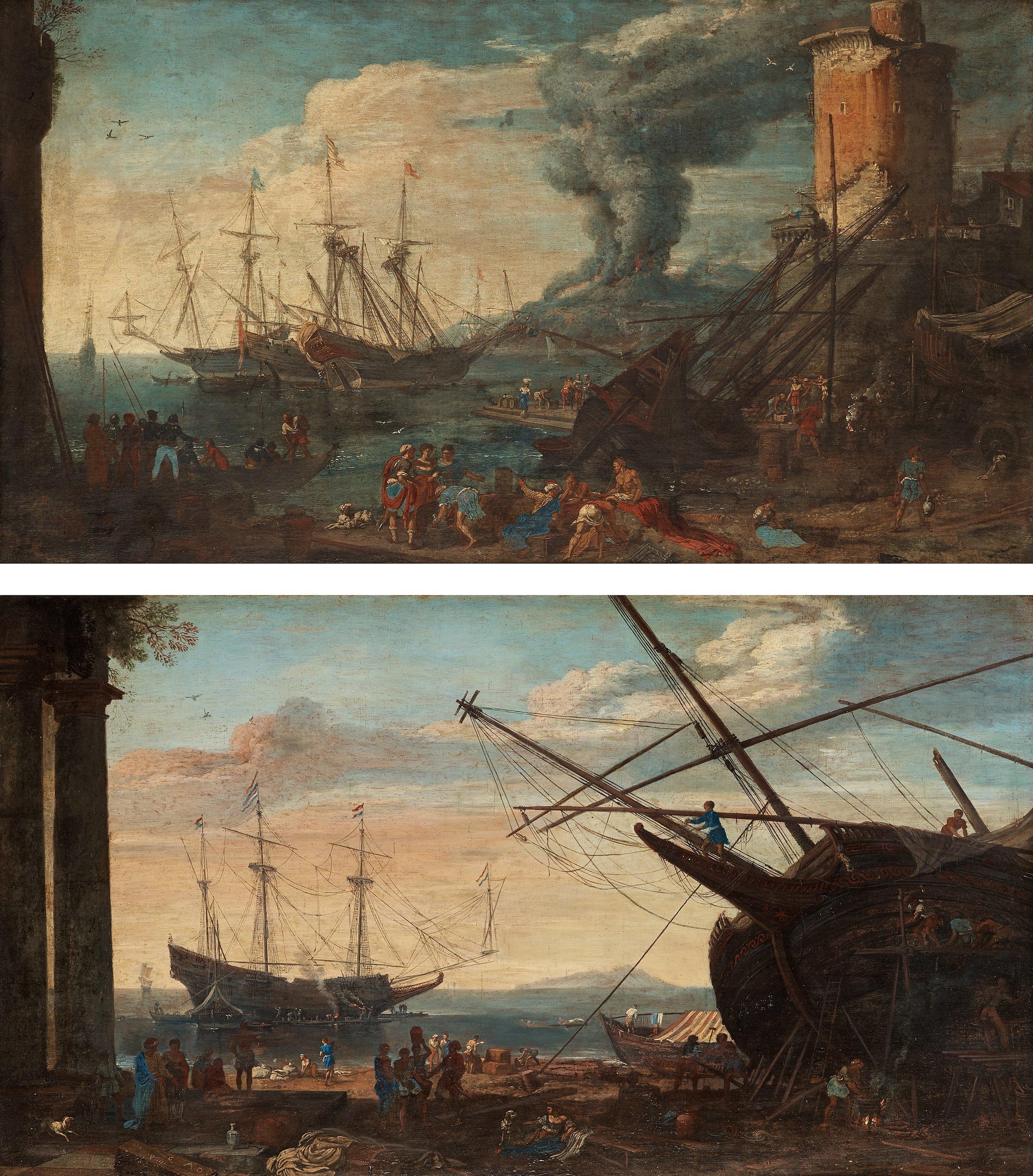 Adriaen van der Cabel - Harbour scenes from Naples (2)