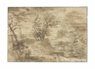 Adriaen Van Der Cabel - Travelers In A Storm In A Wooded River Landscape