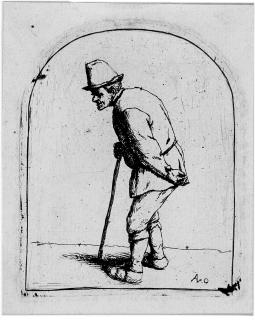 Adriaen van Ostade - 2 Bll.: Bauer mit Pelzmütze – Bauer mit gebeugtem Rücken.