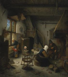 Adriaen Van Ostade - A Peasant Family In A Cottage After A Meal