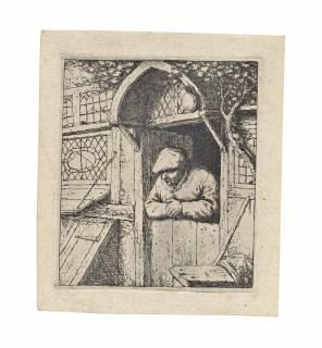 Adriaen Van Ostade - A Peasant Leaning On His Doorway (Bartsch, Hollstein, Godefroy 9)