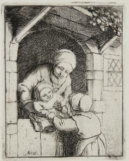 Adriaen Van Ostade - Mother With Two Children (Godefrey 14)