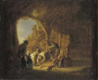 Adriaen Van Ostade - Peasants in a barn