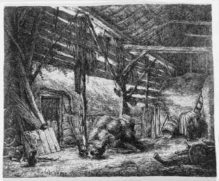 Adriaen van Ostade - The Barn (B., Dut., God., Holl. 23)