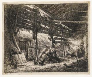Adriaen van Ostade - The Barn (Bartsch, Godefroy 23)