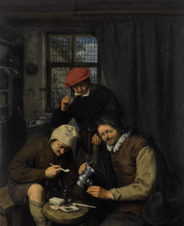 Adriaen Van Ostade - Three Boors Drinking And Smoking In The Spirit House