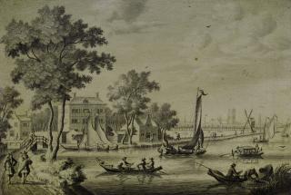 Adriaen Van Salm - A View Of The Zwaenseiland And The River Zwaenhals, Rotterdam, The Sint Laurenskerk Beyond