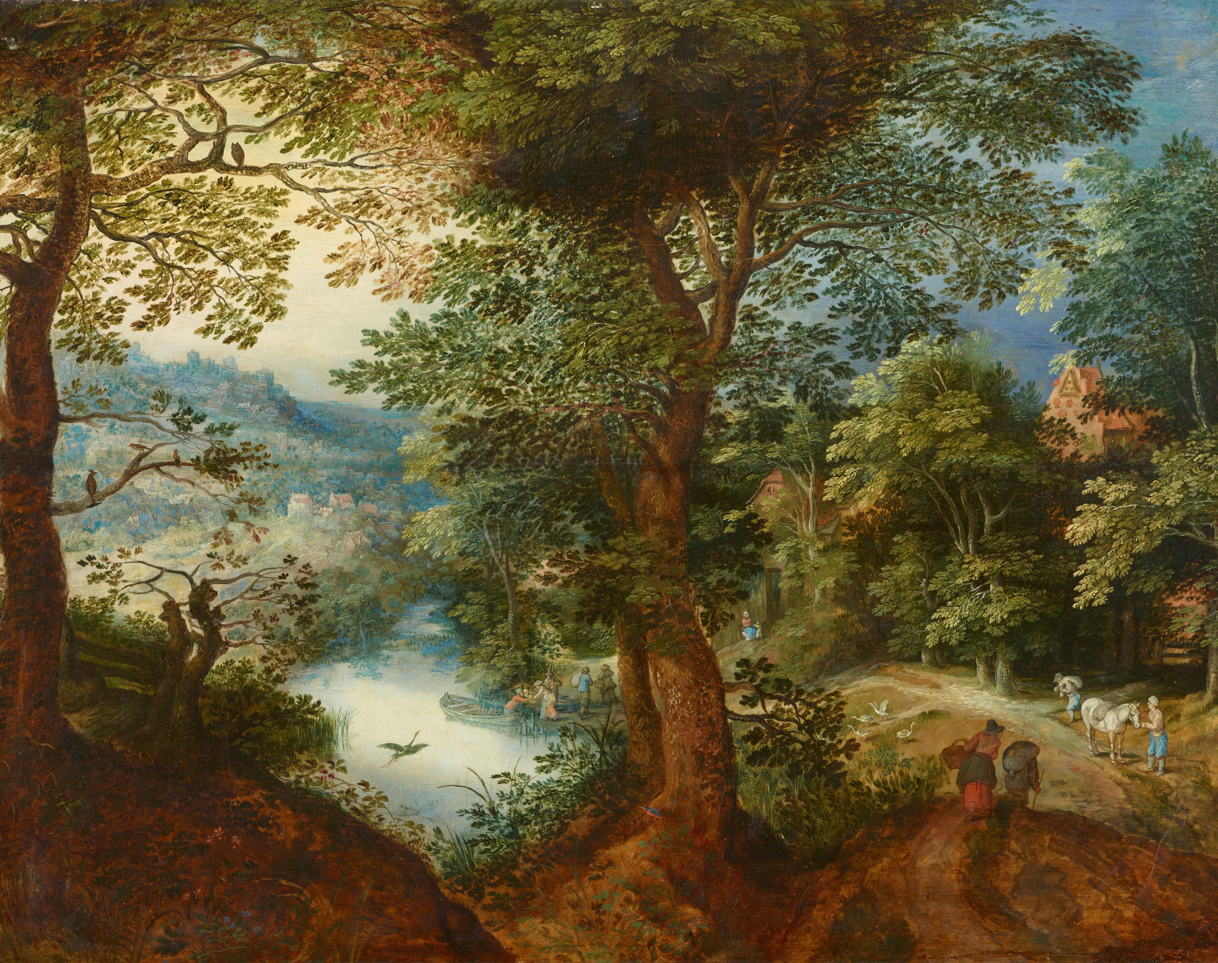 Adriaen van Stalbemt - Waldlandschaft mit Bauern