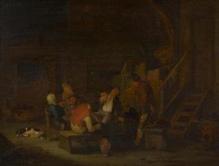 Adriaen von Ostade - Interieur mit trinkenden Bauern.