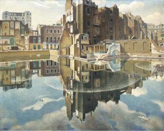 Adrian Allinson, R.O.I. - Static Water at Cumberland Place