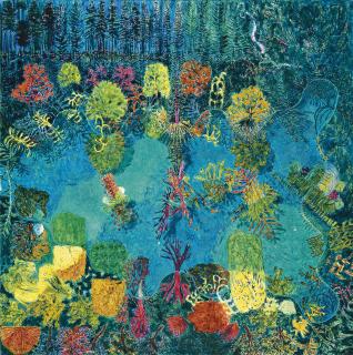 Adrian Berg, R.A. - The Lake, Kew Gardens, Summer, Night 1984