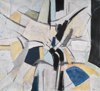 Adrian Heath - Composition - Black & Ochre With Blue